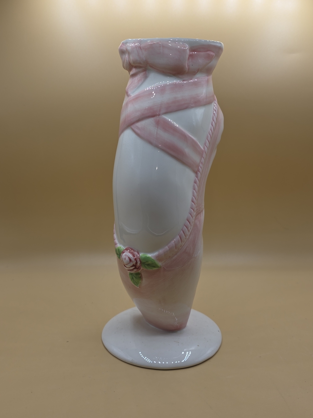 Burton Pink and White Porcelain Slipper-Shaped Vase